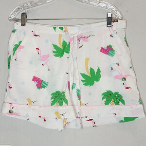 Cynthia Rowley Christmas Flamingo Palm Trees Pj Shorts. Size L. New.
